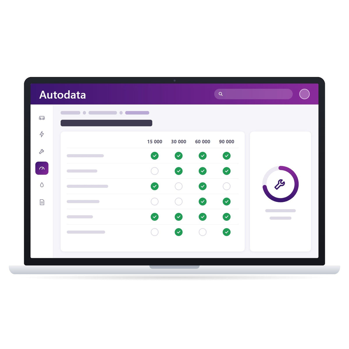 Autodata Software mit Wartungsplan und Serviceintervallen auf dem Laptop